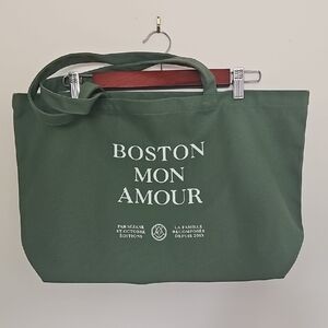 Sezane Green Boston Mon Amour Tote Bag